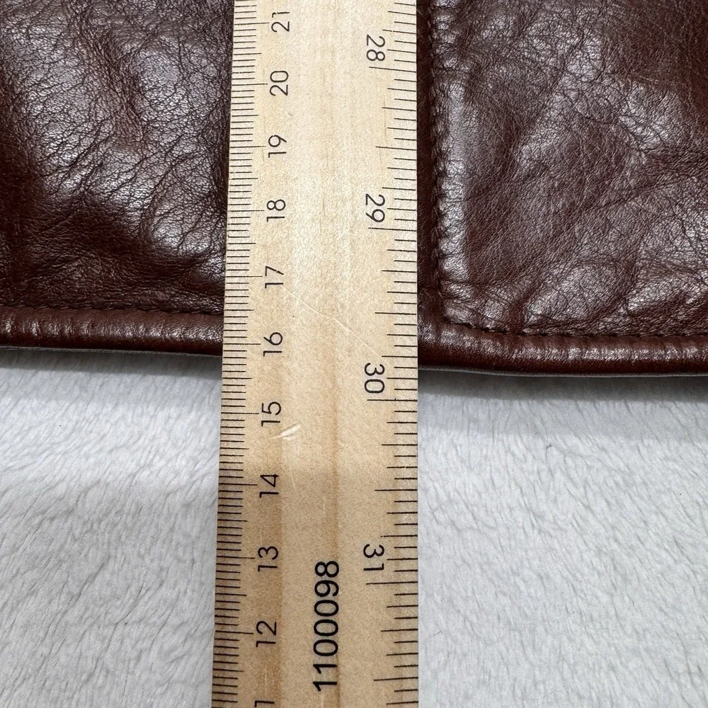 VTG 90 Banana Republic‎ Mens Large Brown Leather Full Zip Jacket Classic Collar
